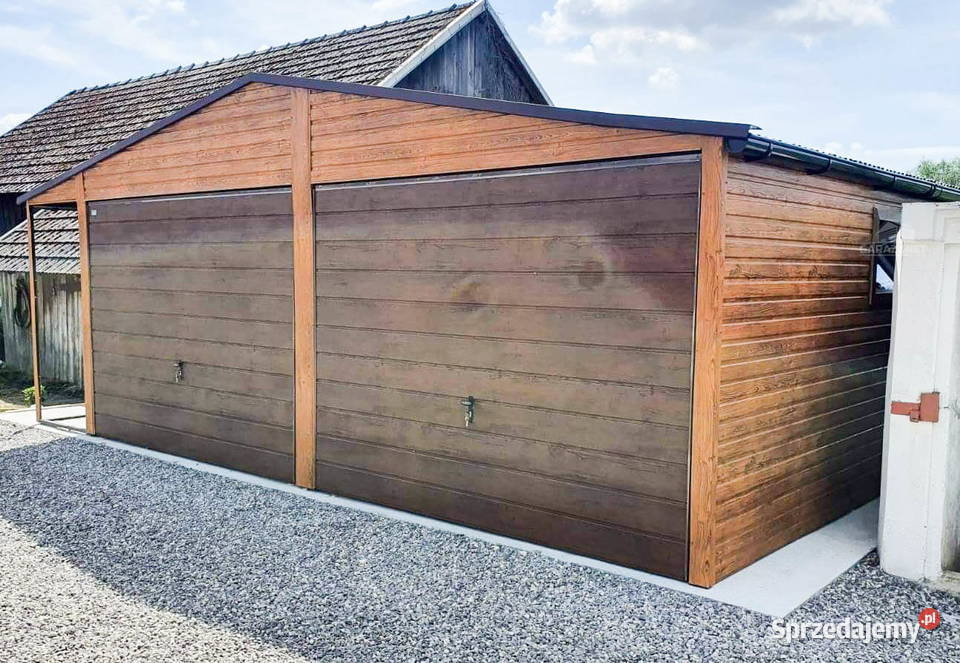 GARAŻ BLASZANY 6m x 6m DWUSPAD 2x BRAMA UCHYLNA Łapanów