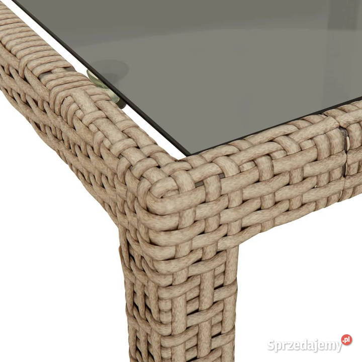 Stół ogrodowy beżowy 250x100x75 szkło i rattan Warszawa