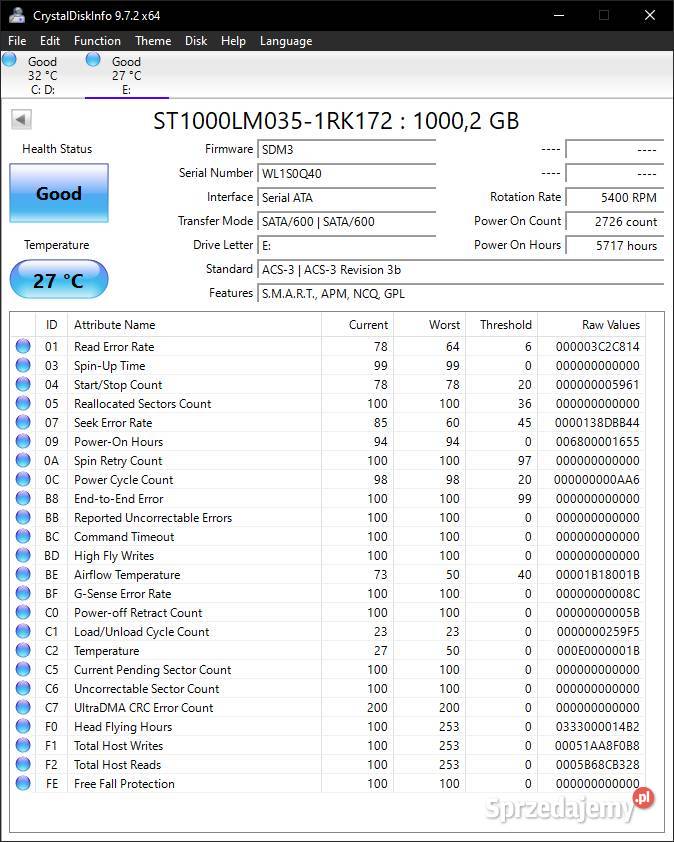 Dysk HDD Seagate 1TB 25 SATA III 6 Gbs 7 mm 5400 2,5” Poznań