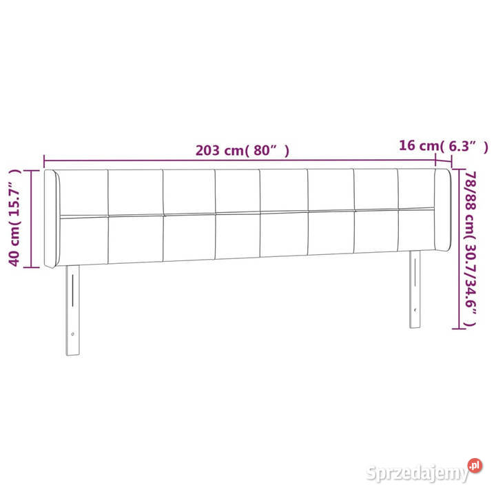 Zagłówek do łóżka z LED ciemnoszary 203x16x7888