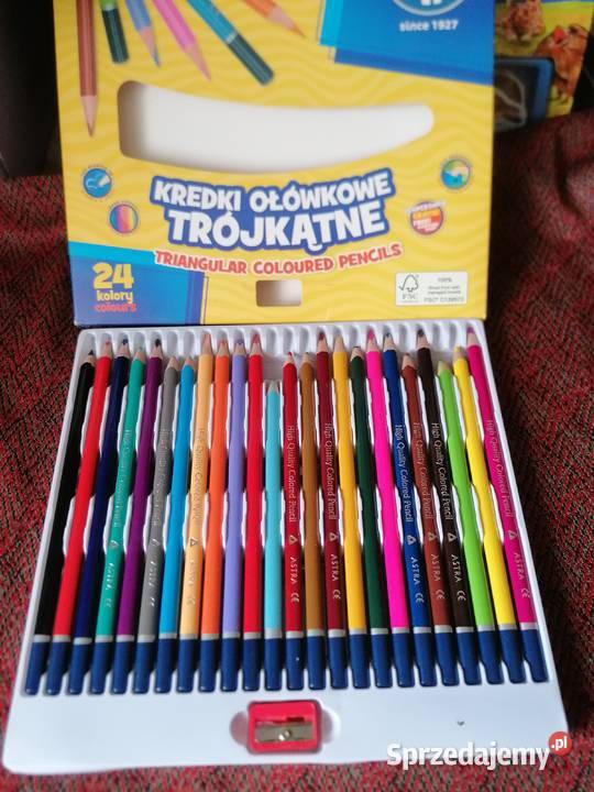 Kredki ołówkowe trójkatne 24 kolory używaneASTRA Łódź sprzedam
