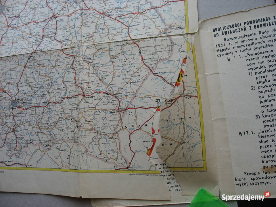 Stara mapa samochodowa ttt Warszawa M20 FSO podkarpackie Przemyśl sprzedam