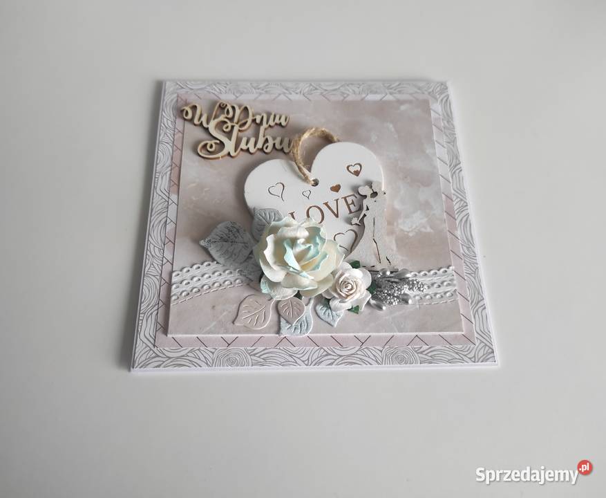 Kartka ręcznie robiona na Ślub z pudełeczkiem sprzedam