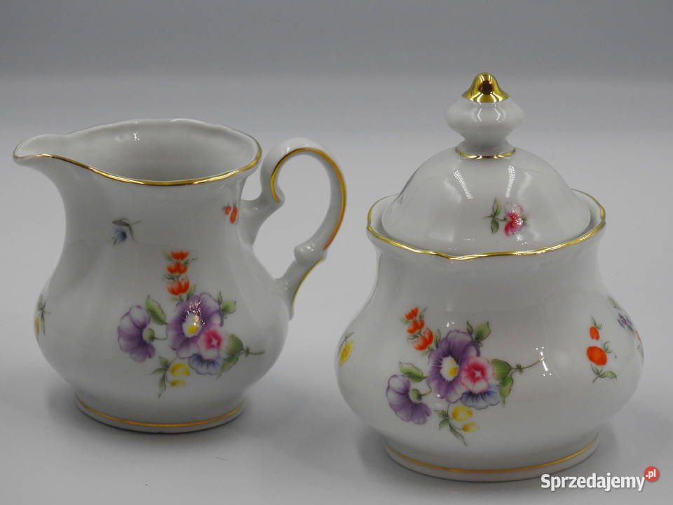 Piękny komplet porcelanowy cukiernica i mlecznik Inowrocław