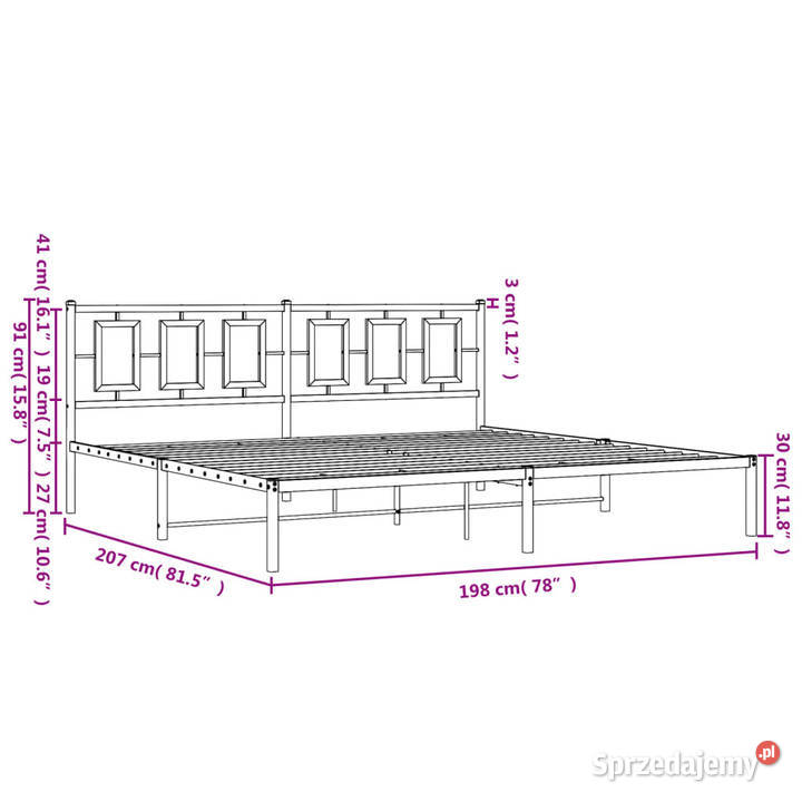 Łóżko Metalowe Czarne Rama Łóżka Ze Stelażem 207cm mazowieckie