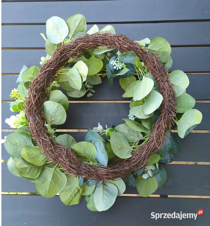 Wianek sztuczny eukaliptus na drzwi Wianki