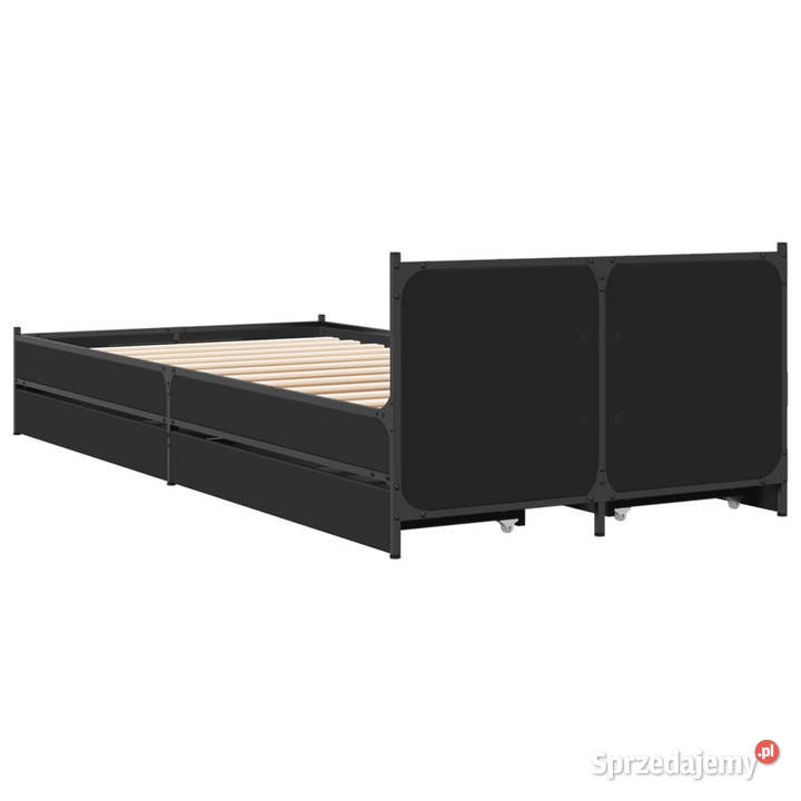 Rama łóżka z szufladami czarna 90x200 WM3279967 203cm Dom i Ogród
