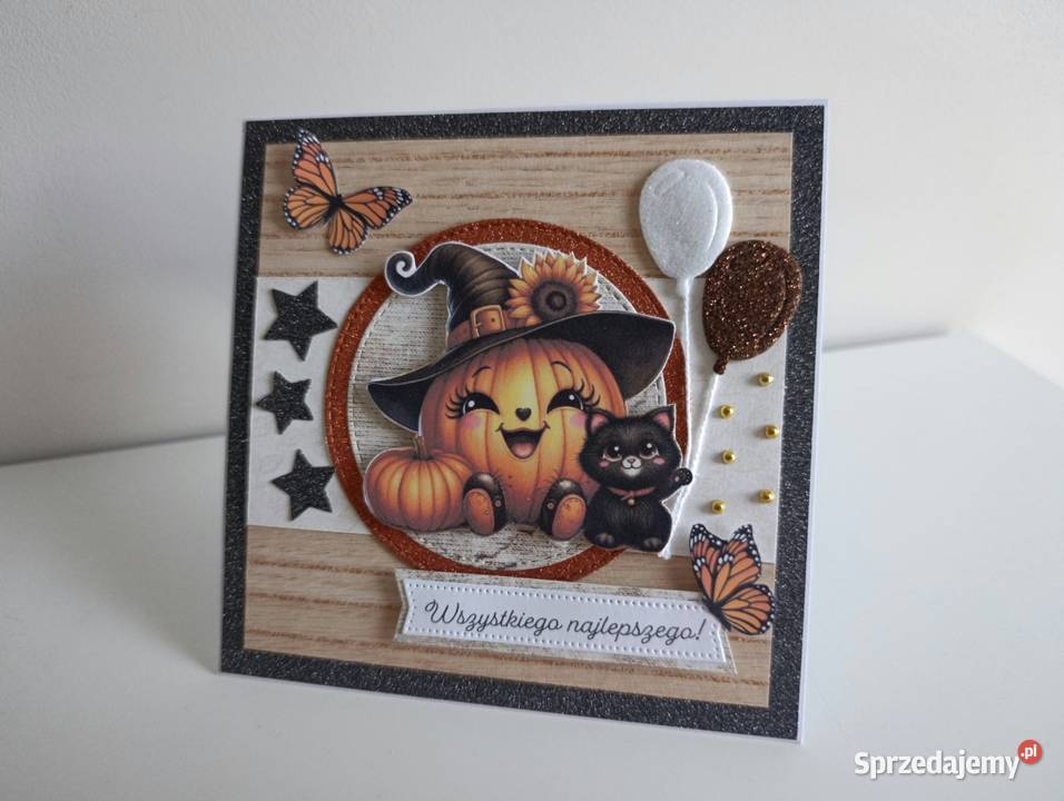 Kartka na urodziny imieniny jesienna Halloween
