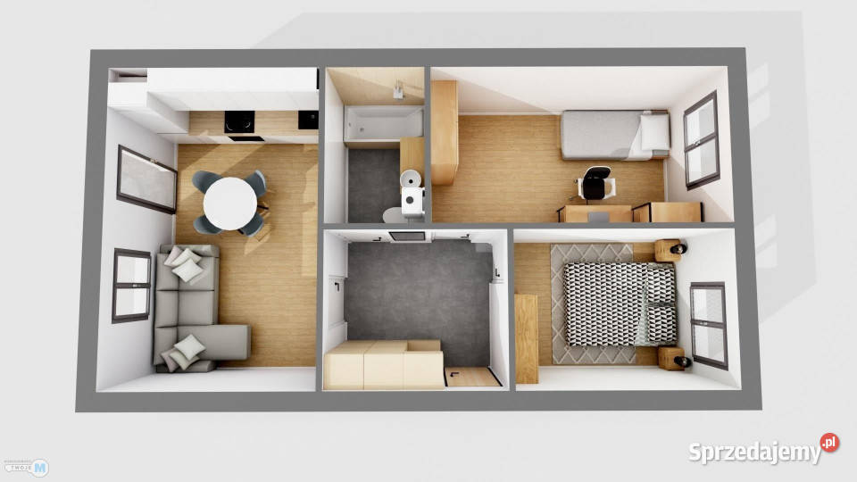 sprzedaży mieszkania Kielce 46m2 3pokojowe