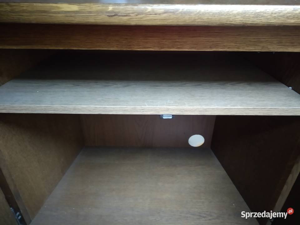 Dębowa szafka RTV z ruchomym blatem