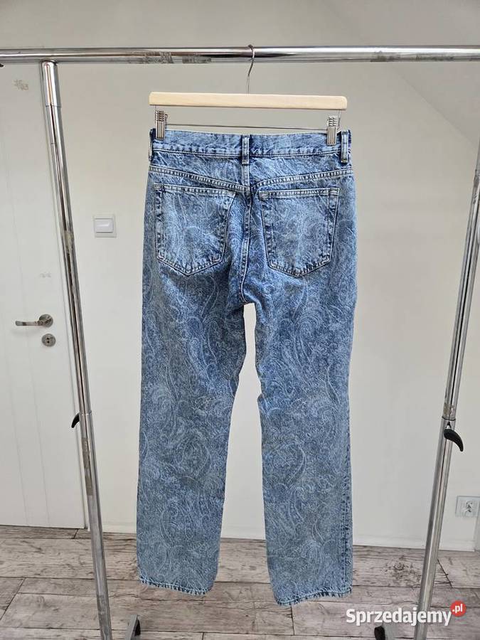 Niebieskie jeansy we wzór regular waist straight Liszki