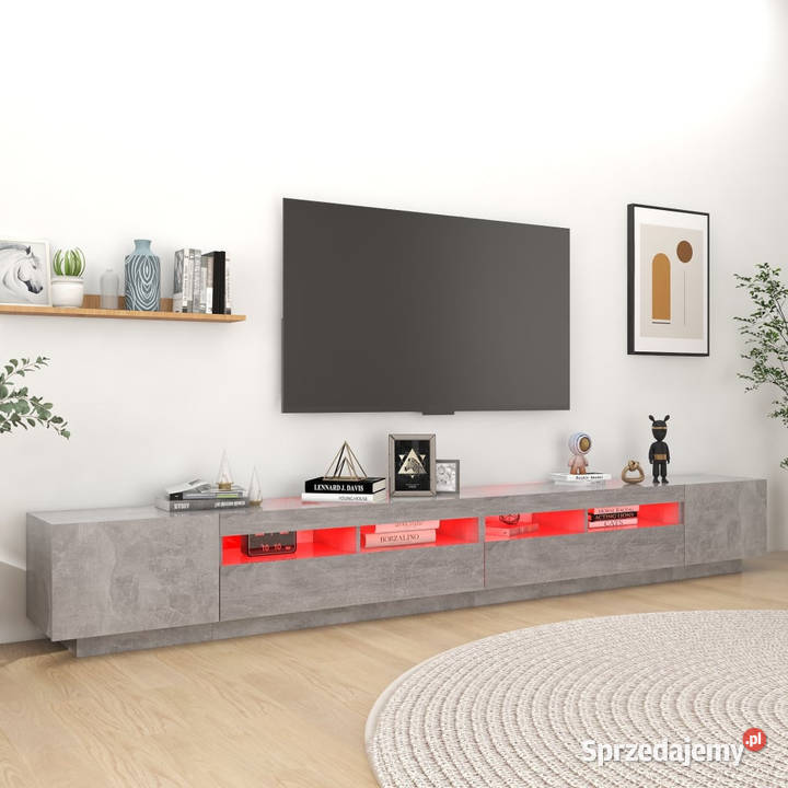 Szafka pod TV z oświetleniem LED szarość betonu RTV sprzedam