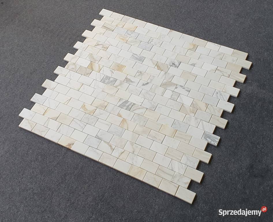 Mozaika marmurowa Bianco Calacatat Gold Bricks Bielawa