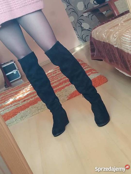 Wysokie kozaki kolano na koturnie 37 Mielec