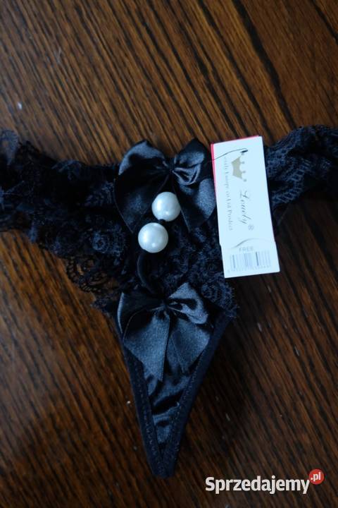 czarne stringi majtki XS 34 S 36 kokardki Toruń