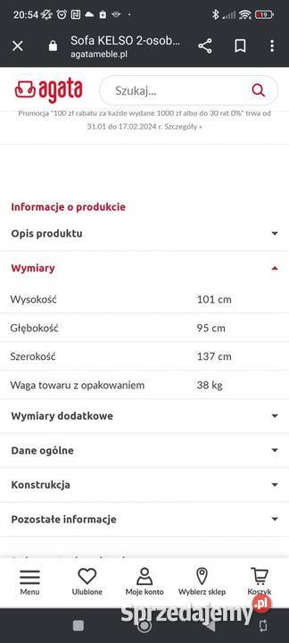 Piękna sofa dwuosobowa w głębokim granacie Kraków