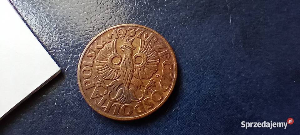 Stare monety 5 groszy 1937 2RP Polska piękna Lesko