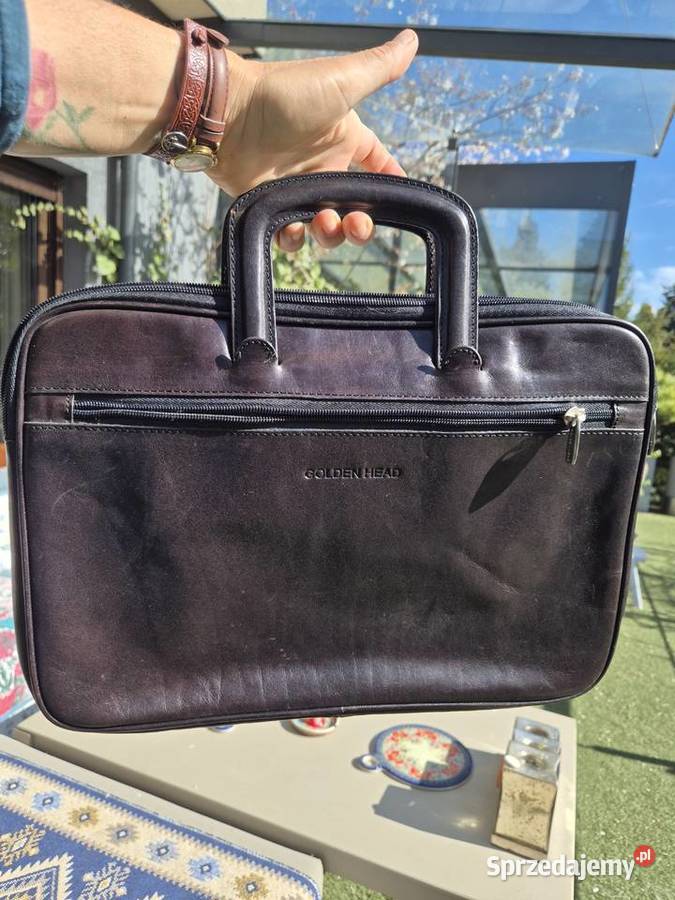 Skórzana torba na laptopa Golden head