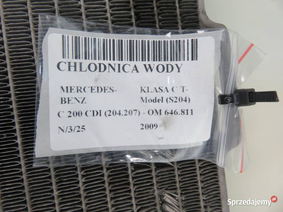 CHŁODNICA WODY MERCEDES W204 C 200 CDI sprzedam