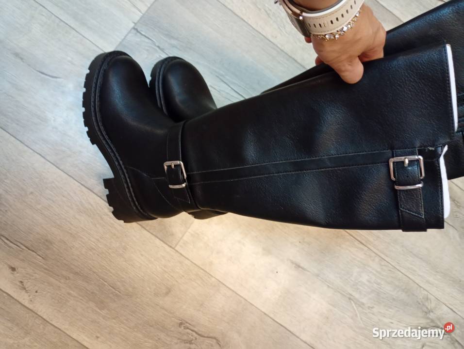 37 Czarne traperowe Kozaki oficerki biznesowe 24cm Kozaki Kraków