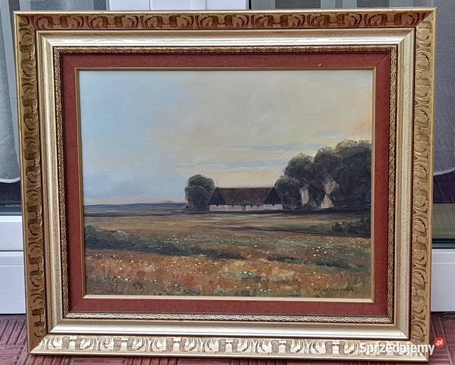 Viktor Rasmussen Krajobraz złota rama cenny Iłża