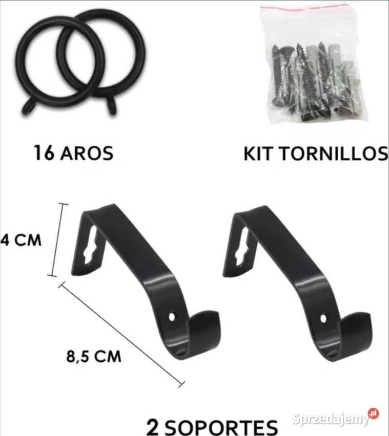 Nowy karnisz kuty czarny wysuwany 120210 Poraj