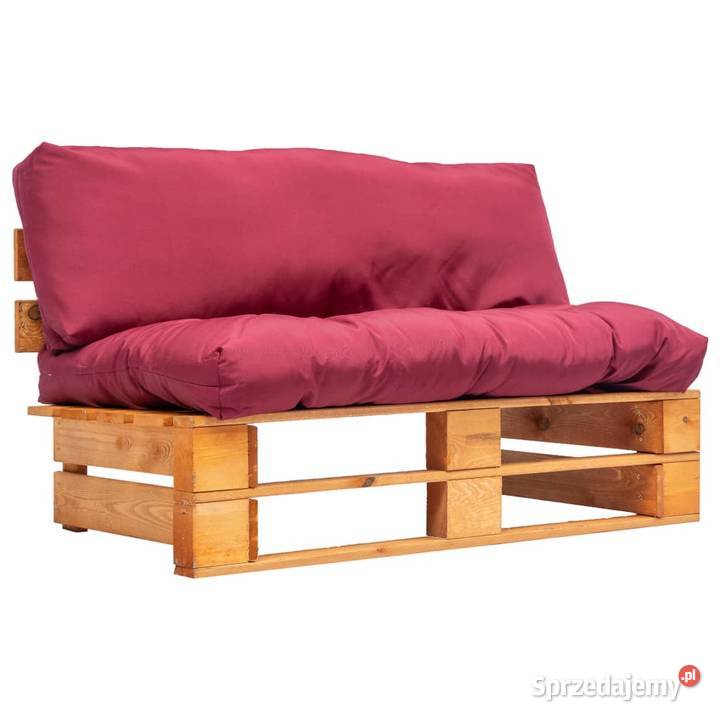 vidaXL Sofa ogrodowa z palet z czerwonymi 277445