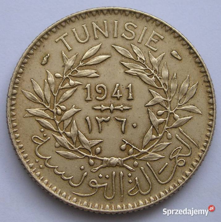 TUNEZJA 2 FRANKI 1941 Łódź sprzedam