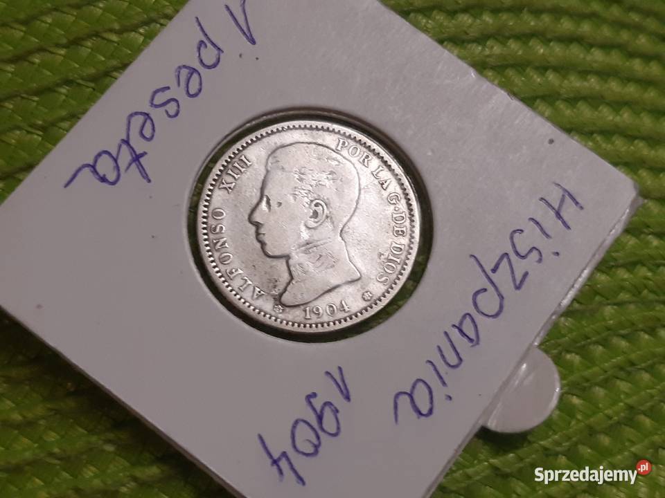 moneta srebrna Hiszpanii z 1904r Łomża