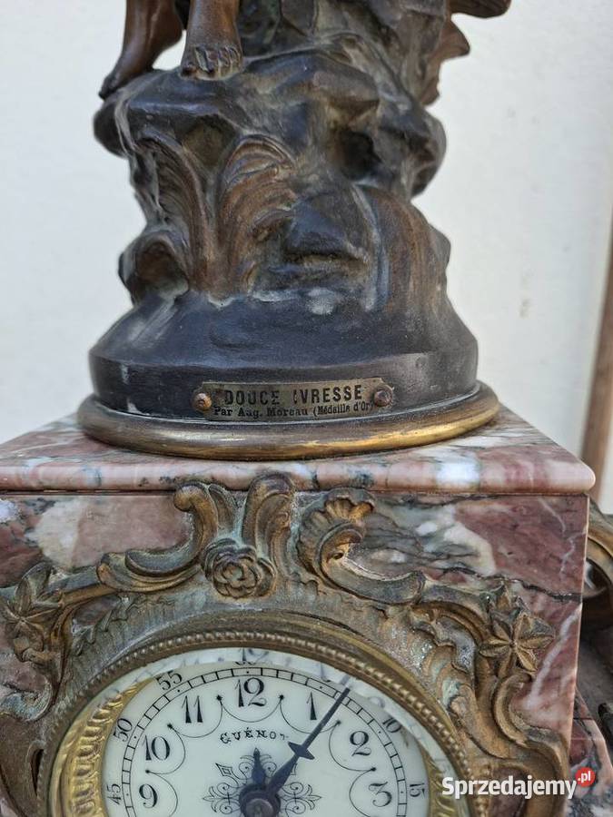 Kominkowy zegar francuski plus dwa kandelabry podkarpackie Rzeszów sprzedam