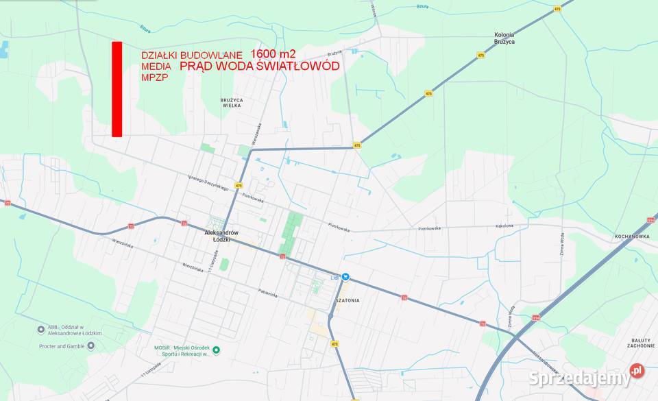 Działki budowlane 1600 m2 w Aleksandrów Łódzki 1600m2 łódzkie
