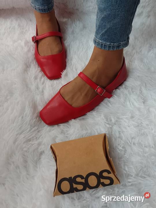 38 ASOS Design Czerwone baleriny z zapięciem z Kraków