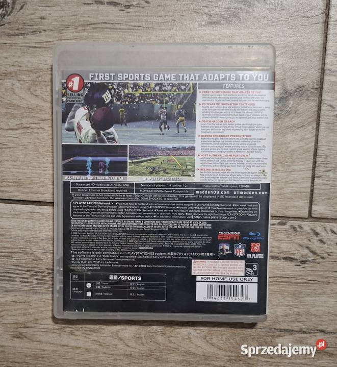 Gra Madden NFL 09 z certyfikatami 3 PlayStation Gry na konsole Żuromin
