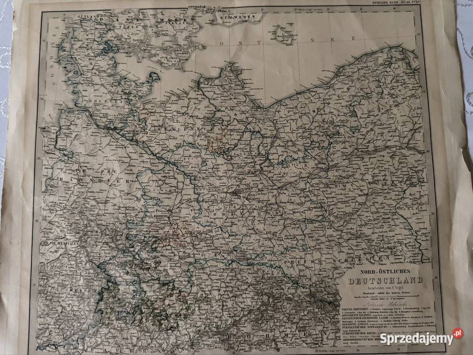 Stara mapa ziem Polskich 1870 Oryginalny Czerwionka-Leszczyny sprzedam