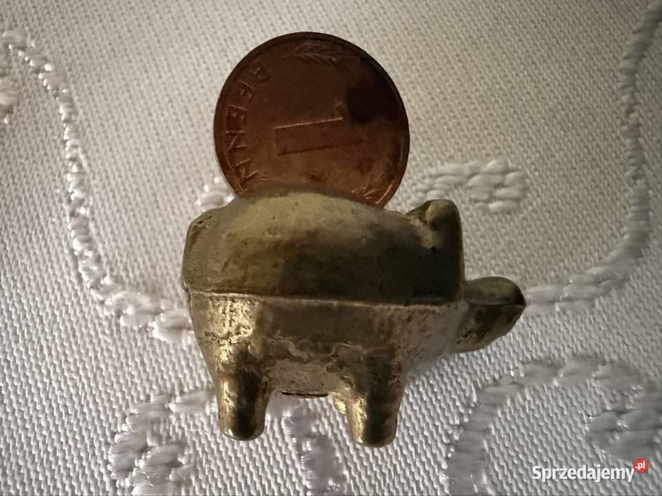 Mosiężna Figurka Świnka z Pieniążkiem Miniaturka Czerwionka-Leszczyny