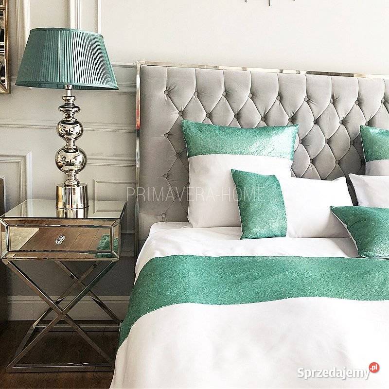 Łóżko srebrne glamour tapicerowane nowoczesne Meble