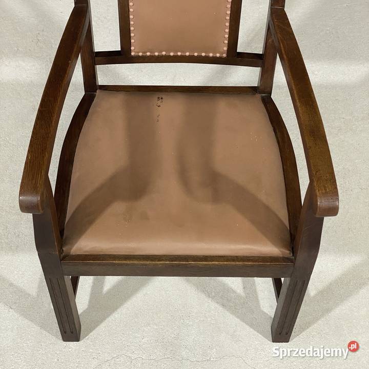 Stylowy fotel dębowy ze skórą elegancki Fotele Budno