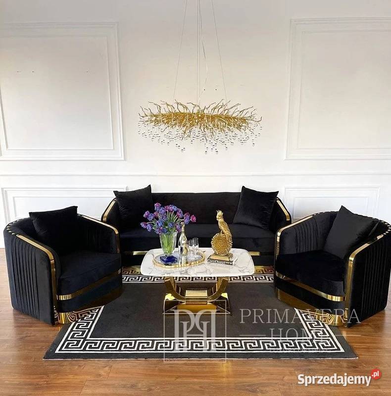 Sofa glamour do salonu plisowana klasyczna 75cm Warszawa