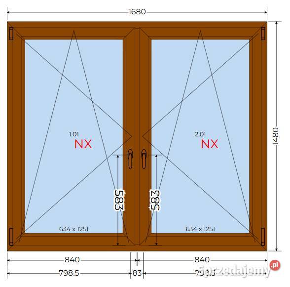 Okno 2skrzydłowe 168x148 winchester NOWE