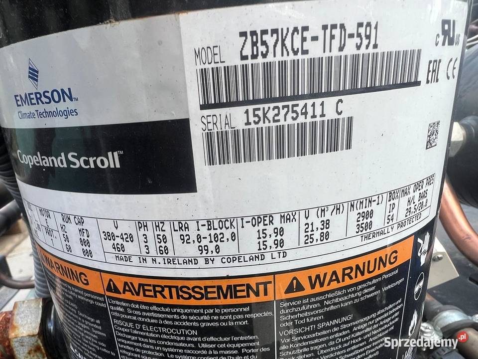 Agregat chłodniczy Sprężarka Copeland Scroll mazowieckie Warszawa