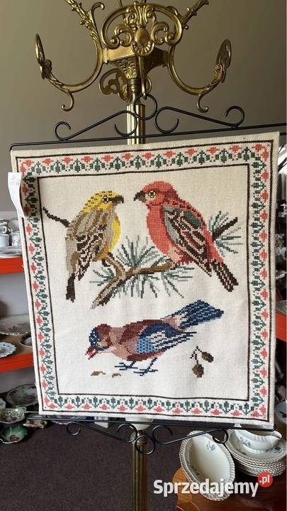 Gobelin Ptaszki wyszywany krzyżykami Do Gdańsk sprzedam