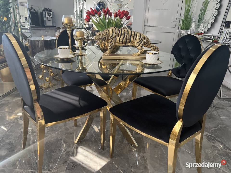Złoty okrągły stół Glamour ze stali nierdzewnej Nowy Sącz sprzedam