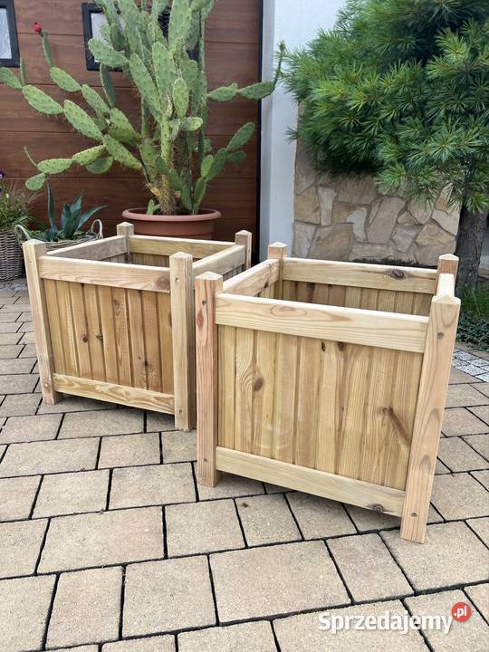 Donica drewniana ogrodowa na już surowa solidna Donice Jeleśnia
