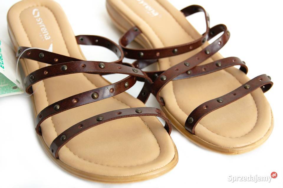 Syrena r39 sandały damskie klapki brązowe ćwieki Lublin sprzedam