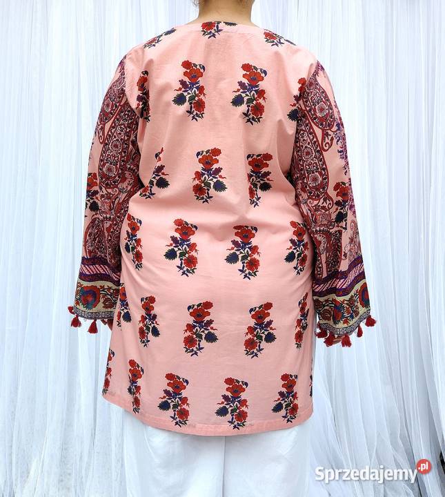 Lużna tunika XXL 44 3XL 46 różowa bawełna kameez Szczecin