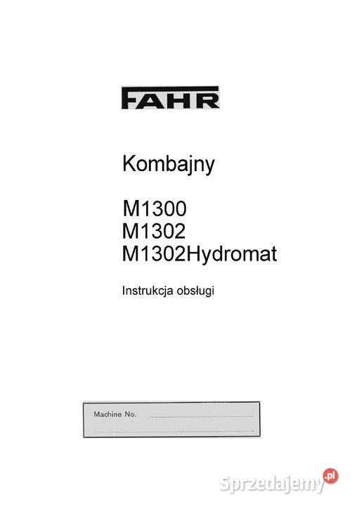 Instrukcja obsługi Deutz Fahr M1300 M1302 M1302H Szamotuły