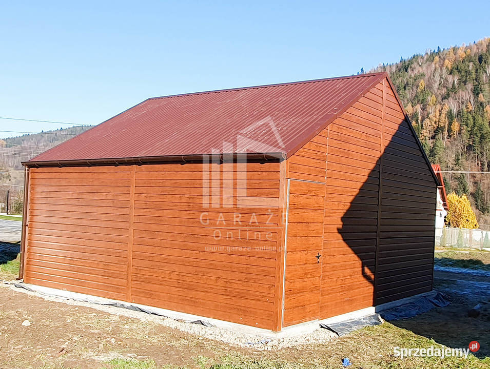 GARAŻ BLASZANY 6m x 6m dwuspad 2x Brama drzwi Lublin