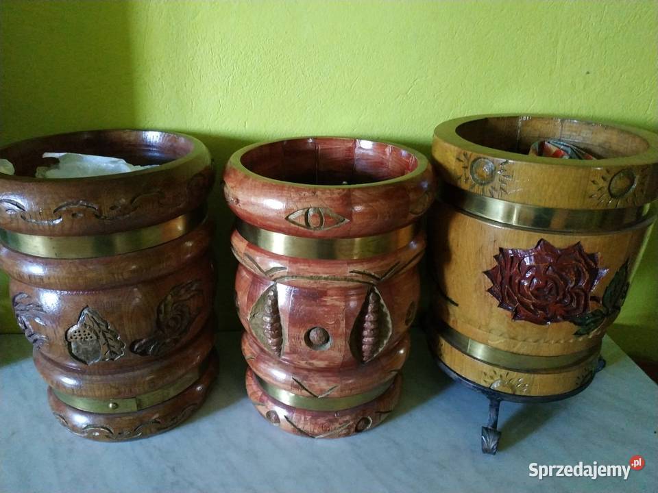 donice dębowe drewniane rzeźbione Dekoracje i ozdoby