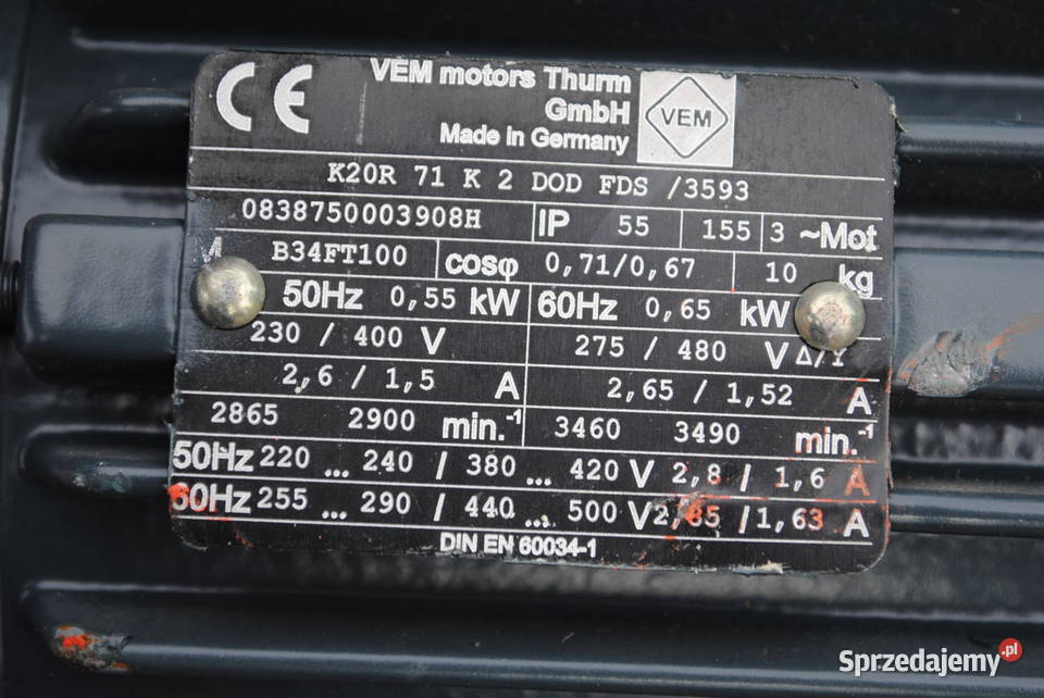 Silnik elektryczny kołnierzowy 055kw 2900obrmin Kargowa