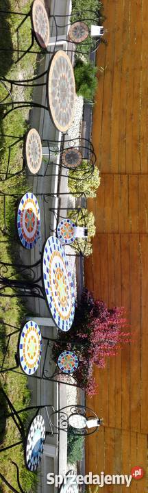 zestaw balkonowy stół2 krzesła mozaika taras metal Bosutów